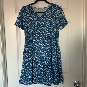Medium blue summer dress.